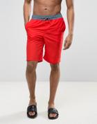 Wetts Board Swim Shorts With Contrast Waist - Red