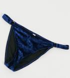 Wolf & Whistle Fuller Bust Exclusive Ring Detail Velvet High Leg Bikini Bottom In Navy-black