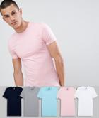 Asos Design Muscle Fit T-shirt With Crew Neck And Stretch 5 Pack Multipack Saving - Multi
