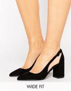 New Look Wide Fit Suedette Cut Out Court Heel - Black
