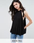 Asos Tall Swing Top With Ruched Neck - Black