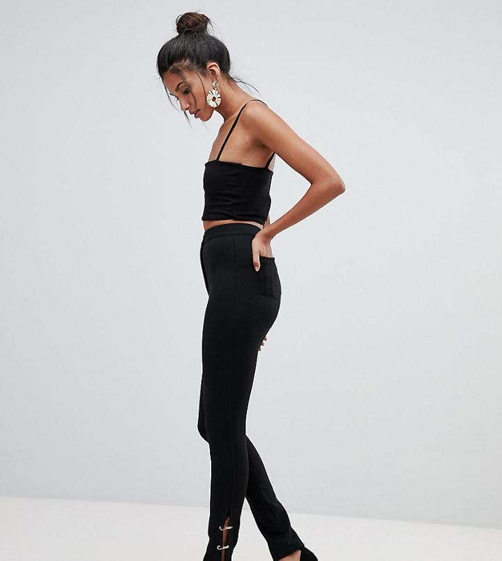 Asos Design Tall Skinny Pants With Safety Pin Hem - Black