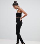 Asos Design Tall Skinny Pants With Safety Pin Hem - Black