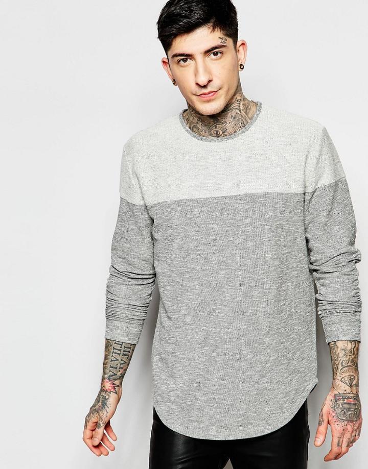 Lindbergh Sweatshirt With Reverse Contrast - Gray