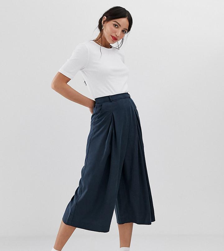 Asos Design Tall Culotte In Tencel With Origami Waist - Green