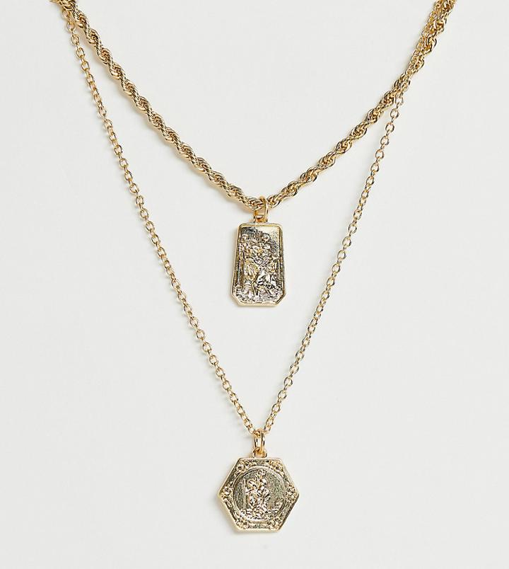 Reclaimed Vintage Inspired St Christopher Multirow Necklace - Gold