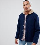 Jacamo Tall Fleece Collar Jacket In Canvas - Navy