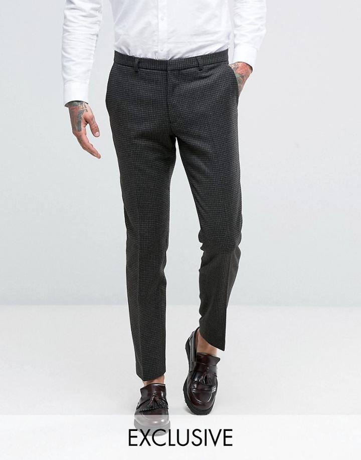 Heart & Dagger Skinny Suit Pants In Dogstooth - Green