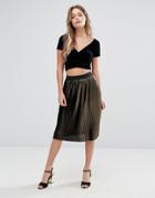 Vero Moda Metallic Pleated Midi Skirt - Multi