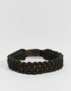 Jack & Jones Leather Weave Bracelet - Black