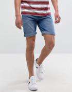 Pull & Bear Slim Fit Denim Shorts In Light Blue Wash - Blue