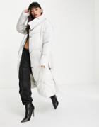 Sixth June Longline Puffer Coat With Buckle Belt-neutral