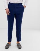 French Connection Wedding Slim Fit Plain Linen Suit Pants-blue