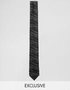 Reclaimed Vintage Skinny Tie Lines Black - Black
