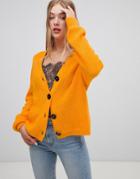 New Look Button Through Cardigan - Orange