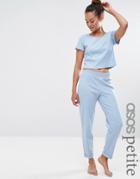 Asos Petite Lounge Ribbed Relaxed Jogger - Blue