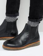 Asos Chelsea Boots In Black Leather With Cork Sole - Black