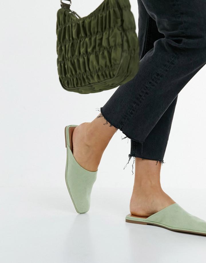 Asos Design Lulu Square Toe Mules In Sage Green