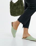 Asos Design Lulu Square Toe Mules In Sage Green