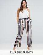 Elvi Striped Pants With Rope Belt Detail - Multi