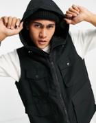Asos Design Hooded Utility Vest In Black