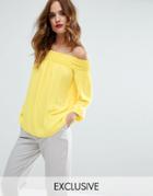 Lipsy Off Shoulder Top - Yellow