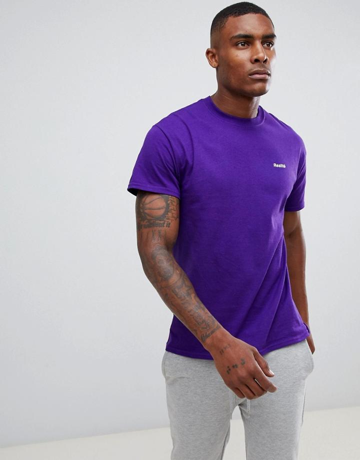 Boohooman T-shirt With Realite Embroidery In Purple - Purple