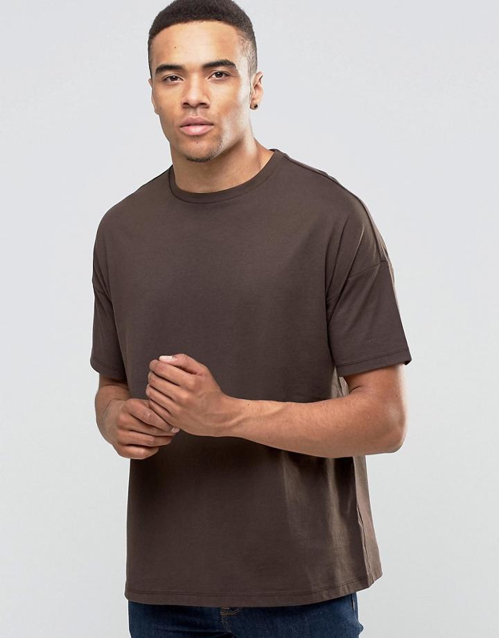 Asos Oversized T-shirt In Dark Brown - Black Coffee