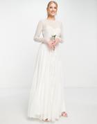 Asos Edition Emilia Pearl Embellished Wedding Dress With Cutwork Details-white