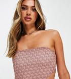 Asyou Monogram Bandeau Scarf Top In Beige-neutral