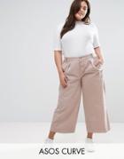 Asos Curve Washed Wide Leg Pant With Button Front - Pink