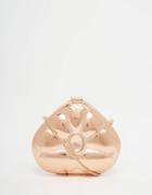 From St Xavier Rose Gold Clutch With Tear Drop Embossing - Rose Gold