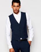 Selected Homme Luxe Tonal Check Vest In Skinny Fit - Navy