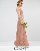 Tfnc Wedding High Neck Pleated Maxi Dress - Taupe