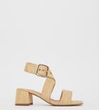 Asos Design Wide Fit Hip Hop Block Heeled Sandals In Natural - Beige