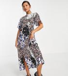Influence Petite Midi Tea Dress In Multi Floral Print