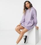 Asos Design Petite Oversized Hoodie Sweat Dress In Purple Ash