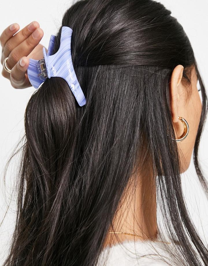 Asos Design Hair Claw With Stripe Detail In Blue-blues