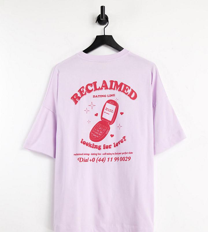 Reclaimed Vintage Inspired Date Line Graphic Organic Cotton T-shirt In Lilac-purple