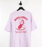 Reclaimed Vintage Inspired Date Line Graphic Organic Cotton T-shirt In Lilac-purple