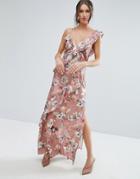 Asos Dusky Floral Ruffle Cami Maxi Dress - Multi