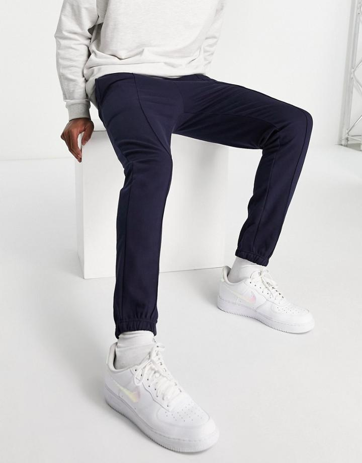 New Look Skinny Smart Sweatpants With Pintucks In Navy
