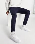 New Look Skinny Smart Sweatpants With Pintucks In Navy