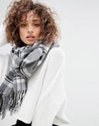 Boardmans Plaid Print Oversized Scarf - Black