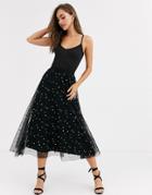 Little Mistress Embellished Tulle Skirt In Black