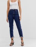 Stradivarius Mom Jean With Stretch In Blue - Blue