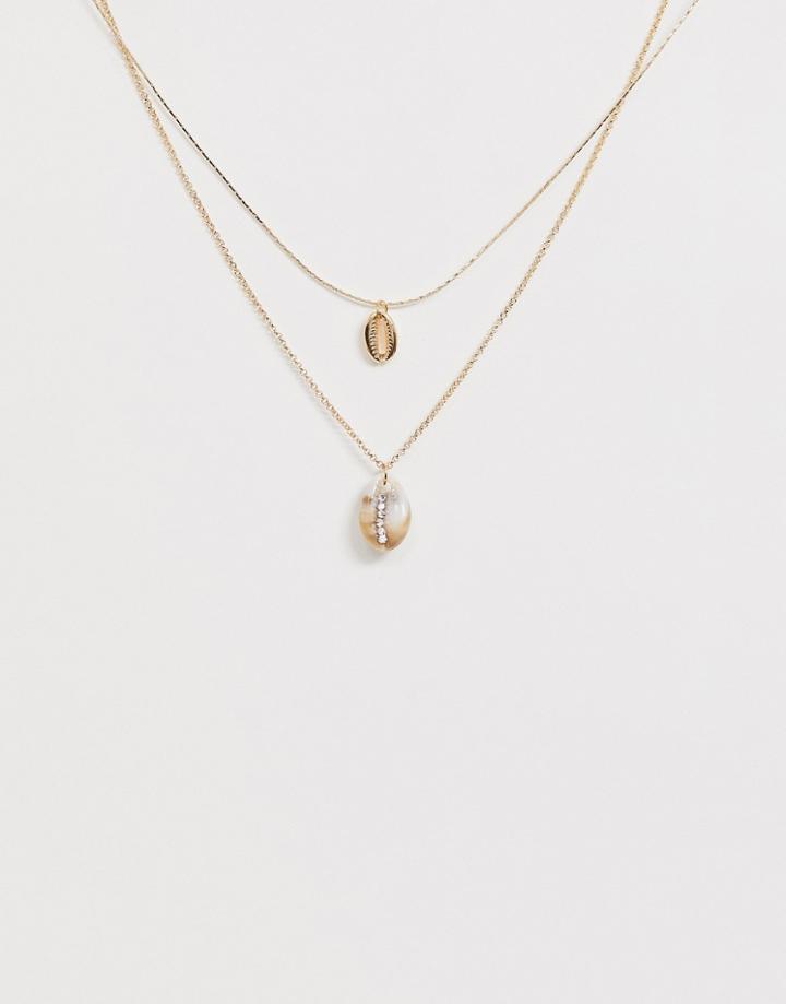 Aldo Cithralith Embellished Shell Layering Necklace-gold