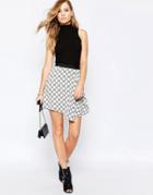 Sisley Flippy Skirt In Grid Print - Multi