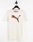 Puma Training Aop Logo T-shirt In Cream-grey