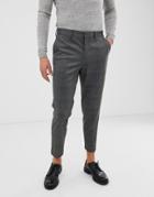Selected Homme Tapered Cropped Pants With Jersey Stretch - Gray